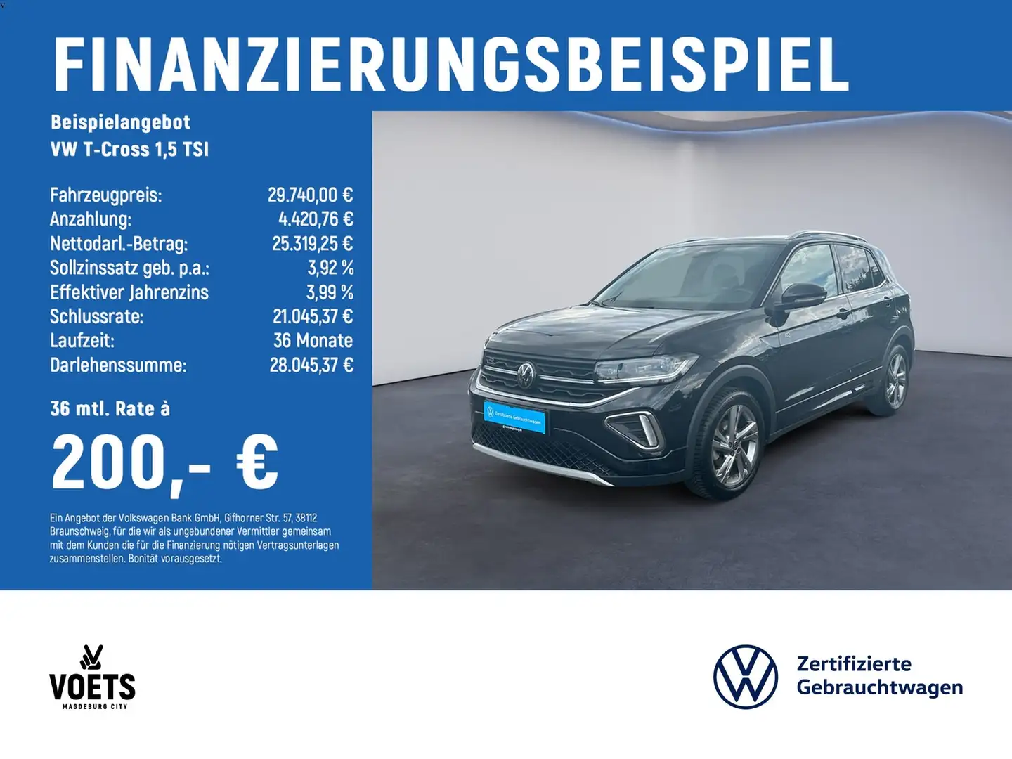 Volkswagen T-Cross 1,5 TSI R-Line DSG+KAM+IQ-DRIVE Schwarz - 2