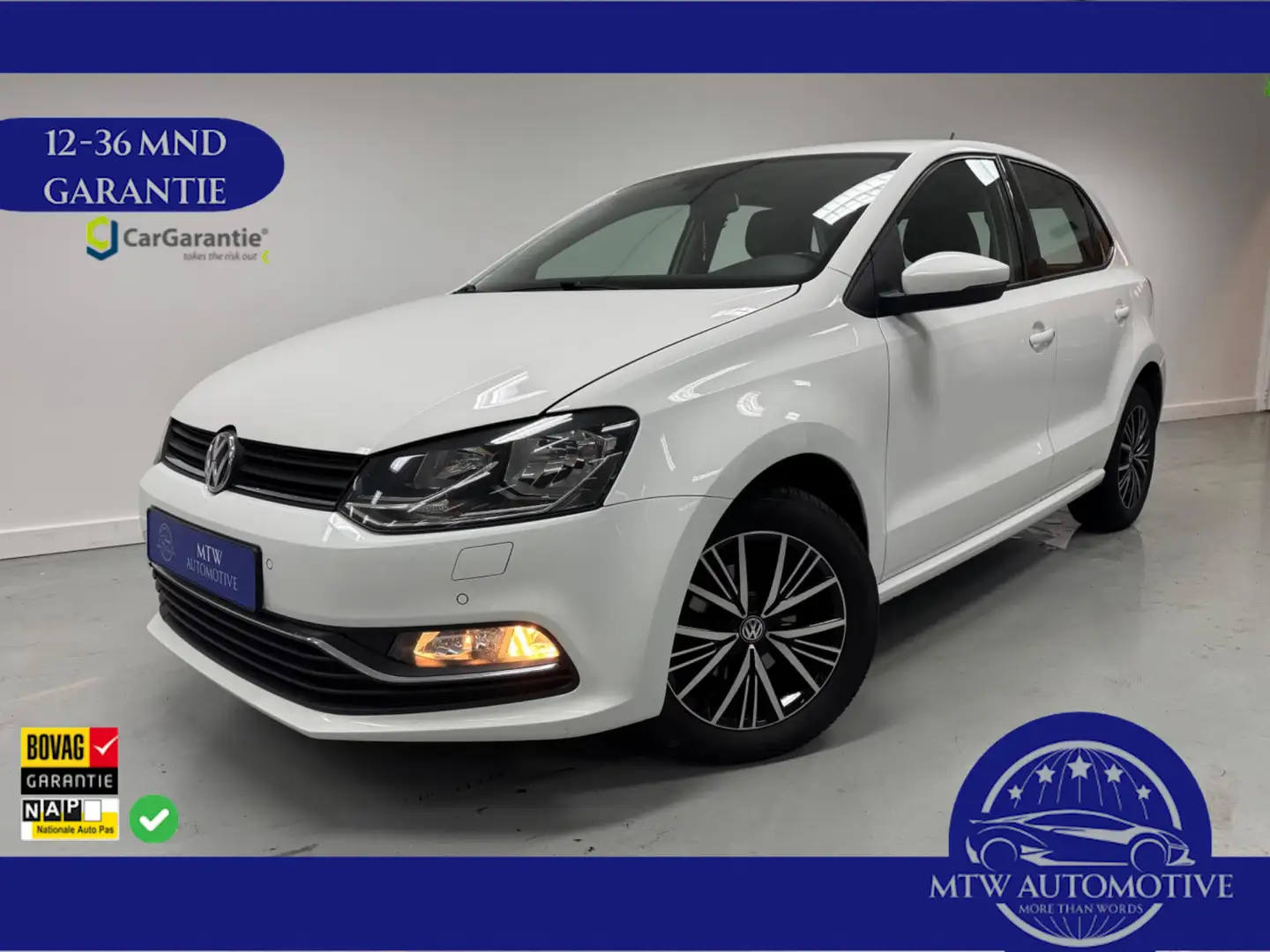 Volkswagen Polo 1.0 75-PK / BlUEMOTION / HIGH-LINE / BLACK-WHEELS Wit - 1