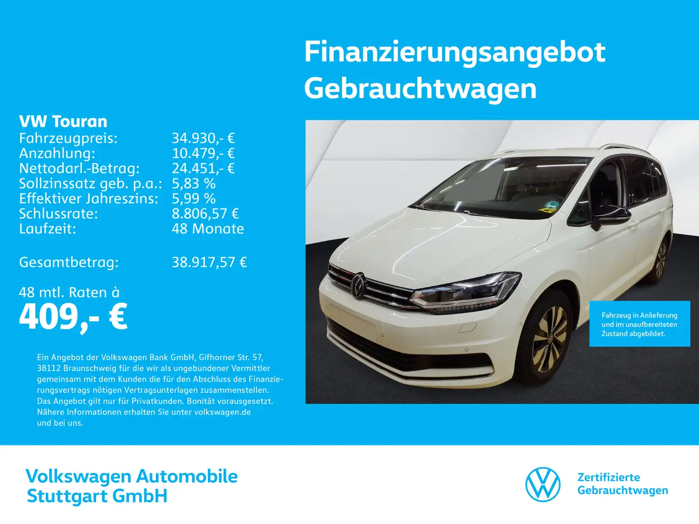 Volkswagen Touran Comfortline 1.5 TSI DSG 7-Sitze Navi AHK Weiß - 1