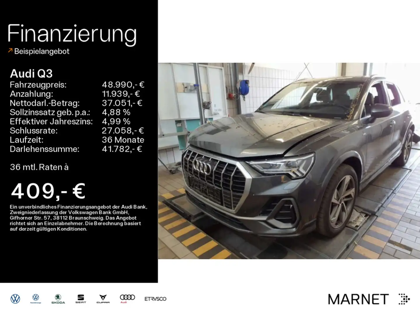 Audi Q3 45 2.0 TFSI quattro S-line Navi*AHK*Matrix* Grau - 1