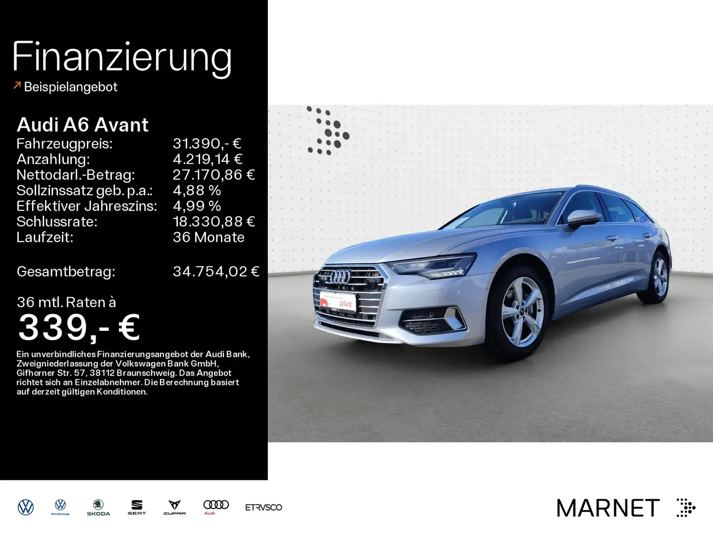Audi A6 Sport 40 TDI*Navi*LED*Alu*PDC*Virtual C Silber - 1