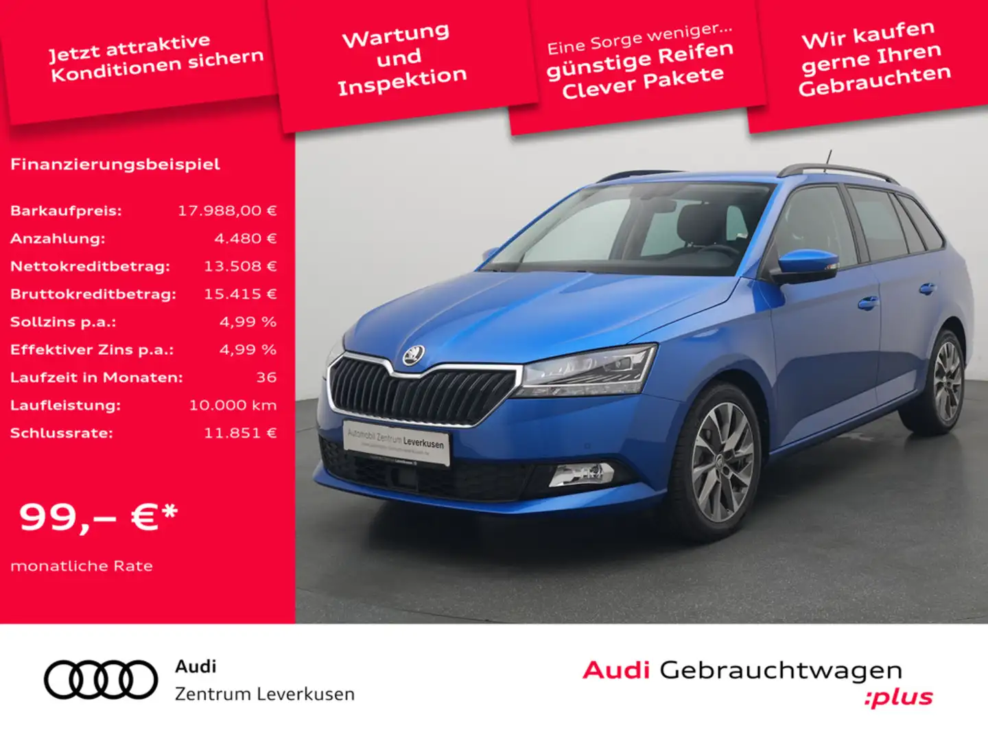 Skoda Fabia Combi Best of DSG NAVI ACC LED KAM SHZ Blau - 1