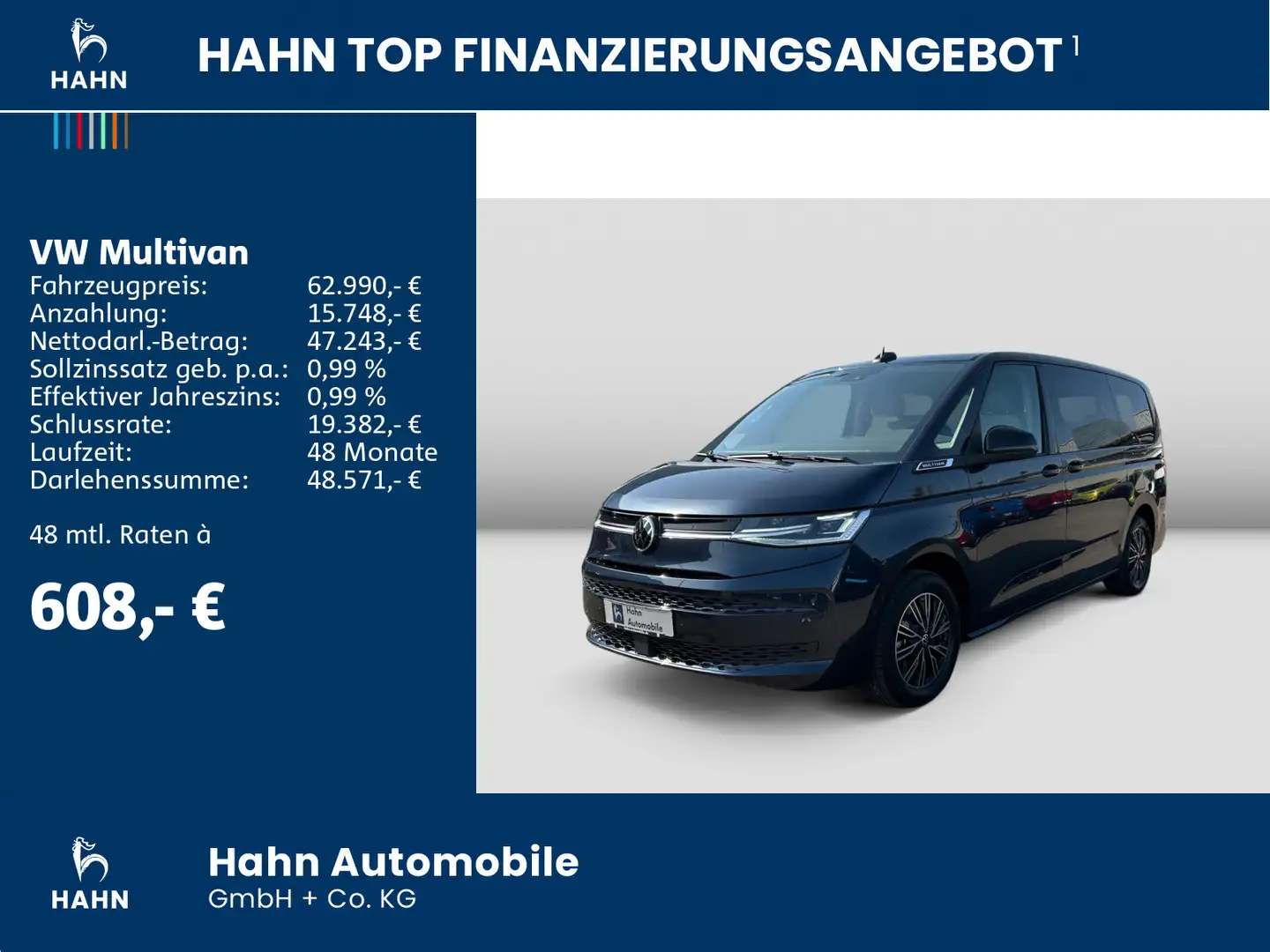Volkswagen T7 Multivan GOAL LÜ 2,0TSI 150KW DSG AHK NAVI PANO Blau - 2