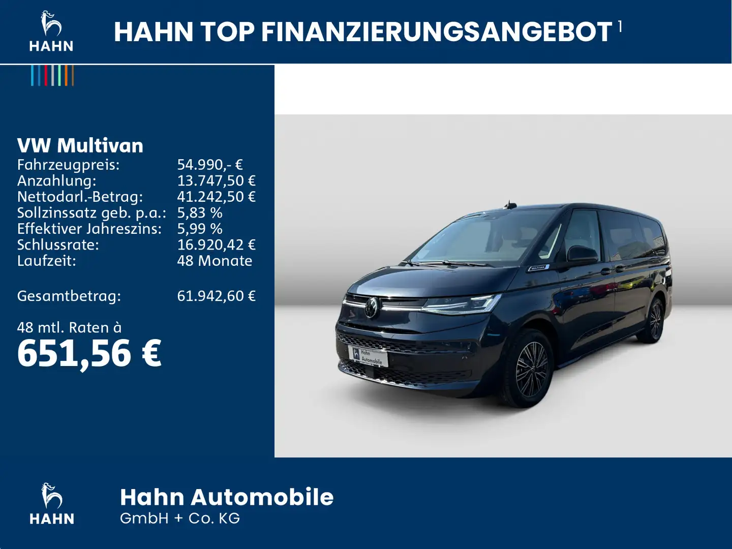Volkswagen T7 Multivan GOAL LÜ 2,0TSI 150KW DSG AHK NAVI PANO Bleu - 2