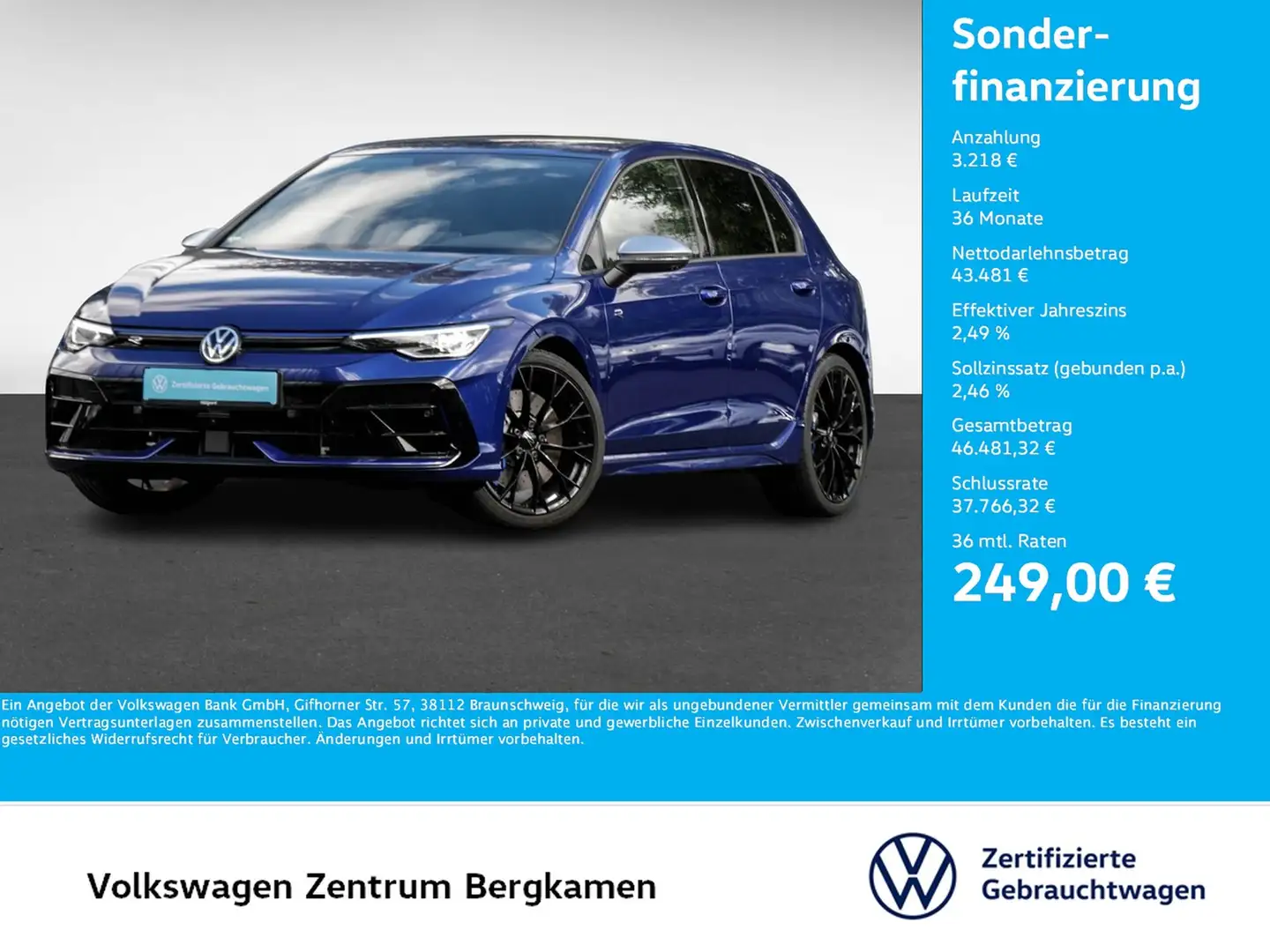 Volkswagen Golf VIII 2.0 R 4X4 FACELIFT AHK 360CAM ACC LM19 Bleu - 1