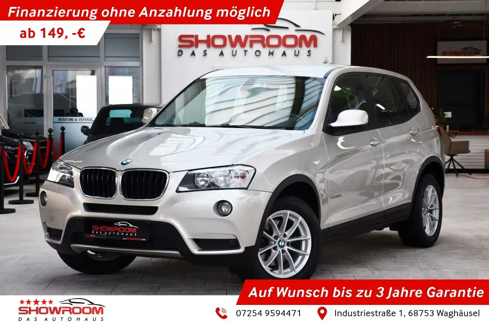 BMW X3 xDrive 20d Schalter Anhängerkupplung PDC v&h Silber - 1
