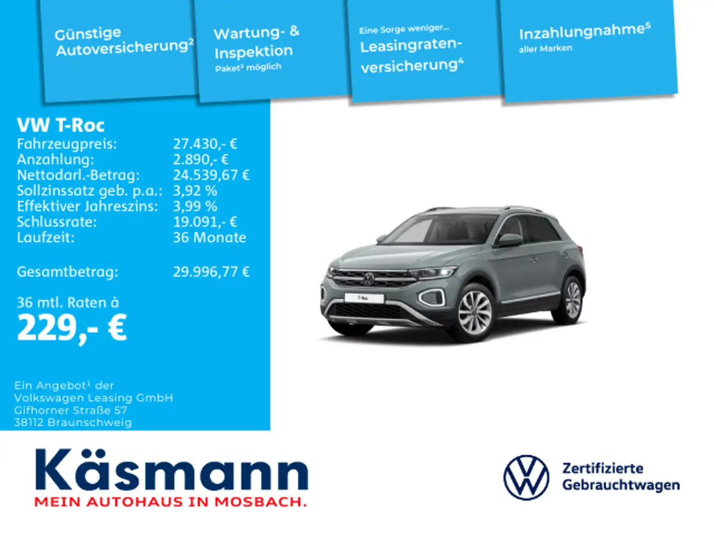 Volkswagen T-Roc Style 2.0TDI DSG MATRIX KAM NAVI ACC Blau - 1