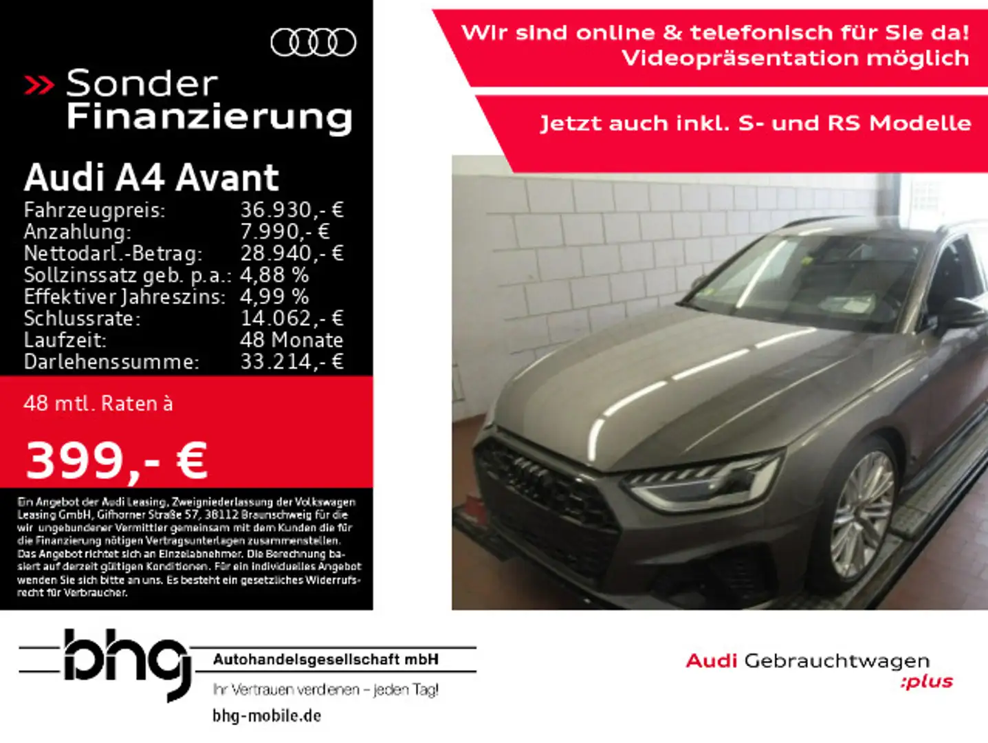 Audi A4 40 TDI quattro S tronic S line competio Grau - 1