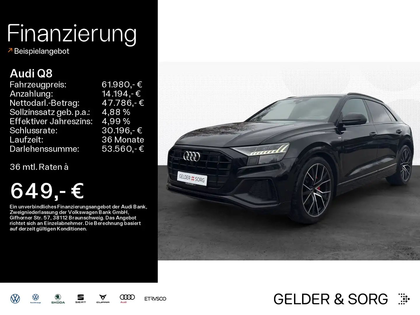 Audi Q8 50 TDI S-line qu. Matrix|ACC|Allradlenk|Air Negro - 1