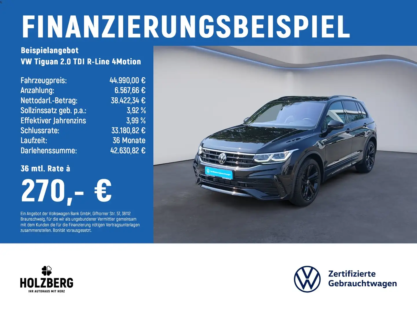 Volkswagen Tiguan 2.0 TDI R-Line 4Motion AHK+PANO+ACC+RFK Schwarz - 2