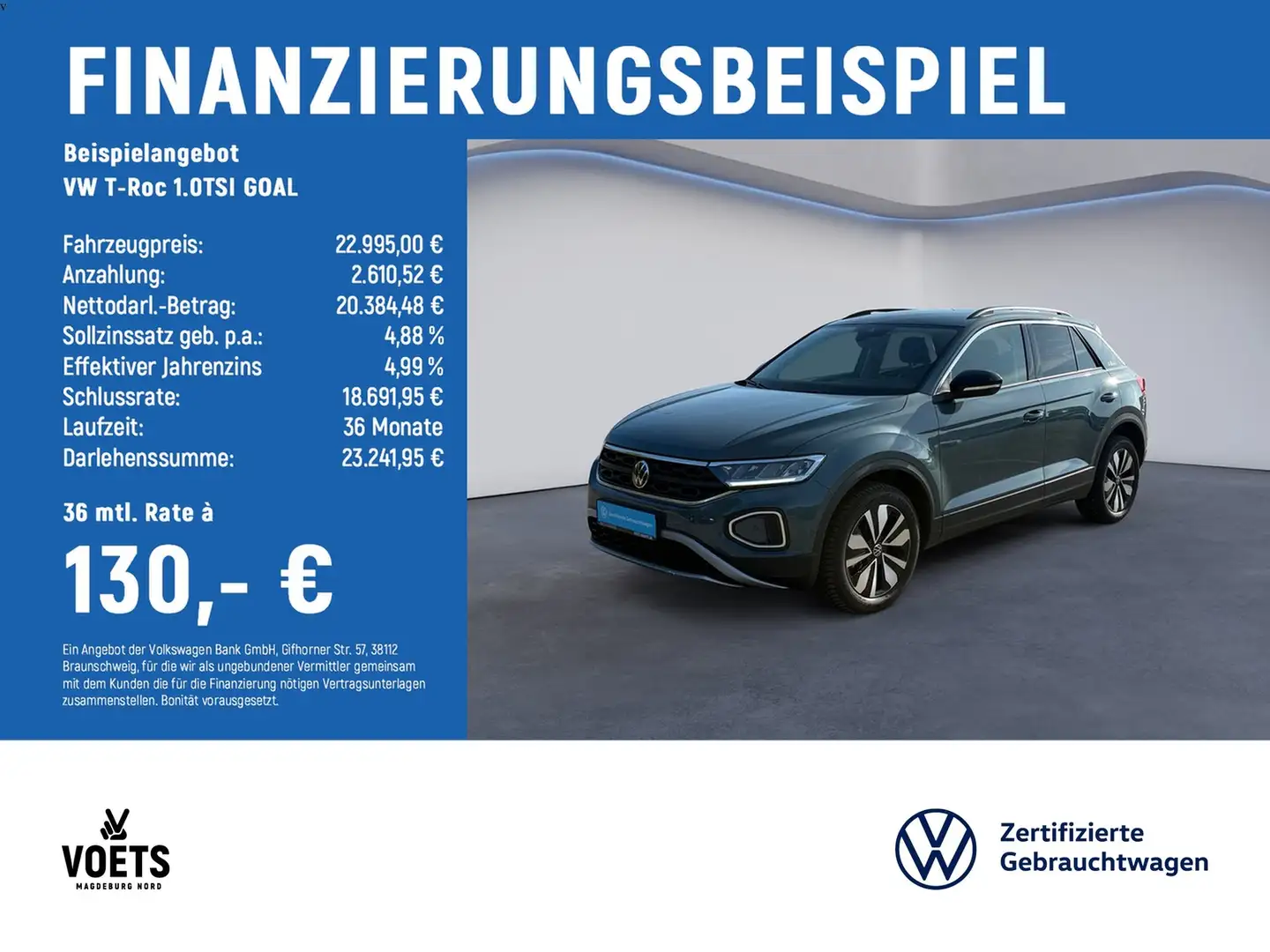 Volkswagen T-Roc 1.0TSI GOAL LED+Sitzhzg.+PDC+Navi Azul - 2