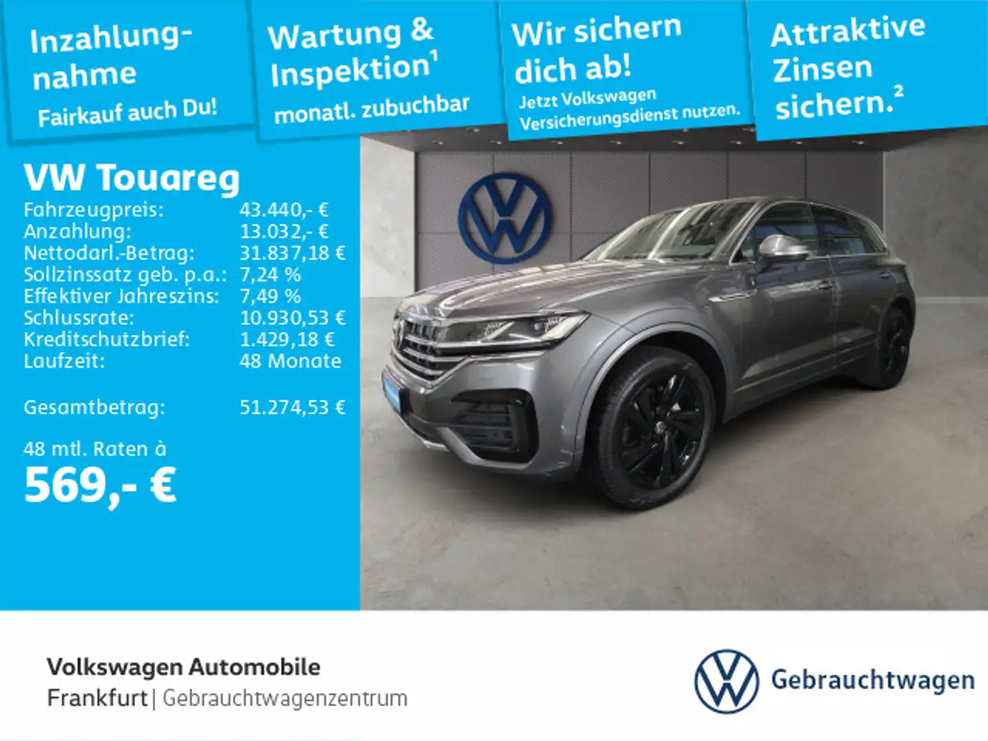 Volkswagen Touareg 3.0 V6 TDI tiptronic R-Line 4Motion Navi Grau - 1