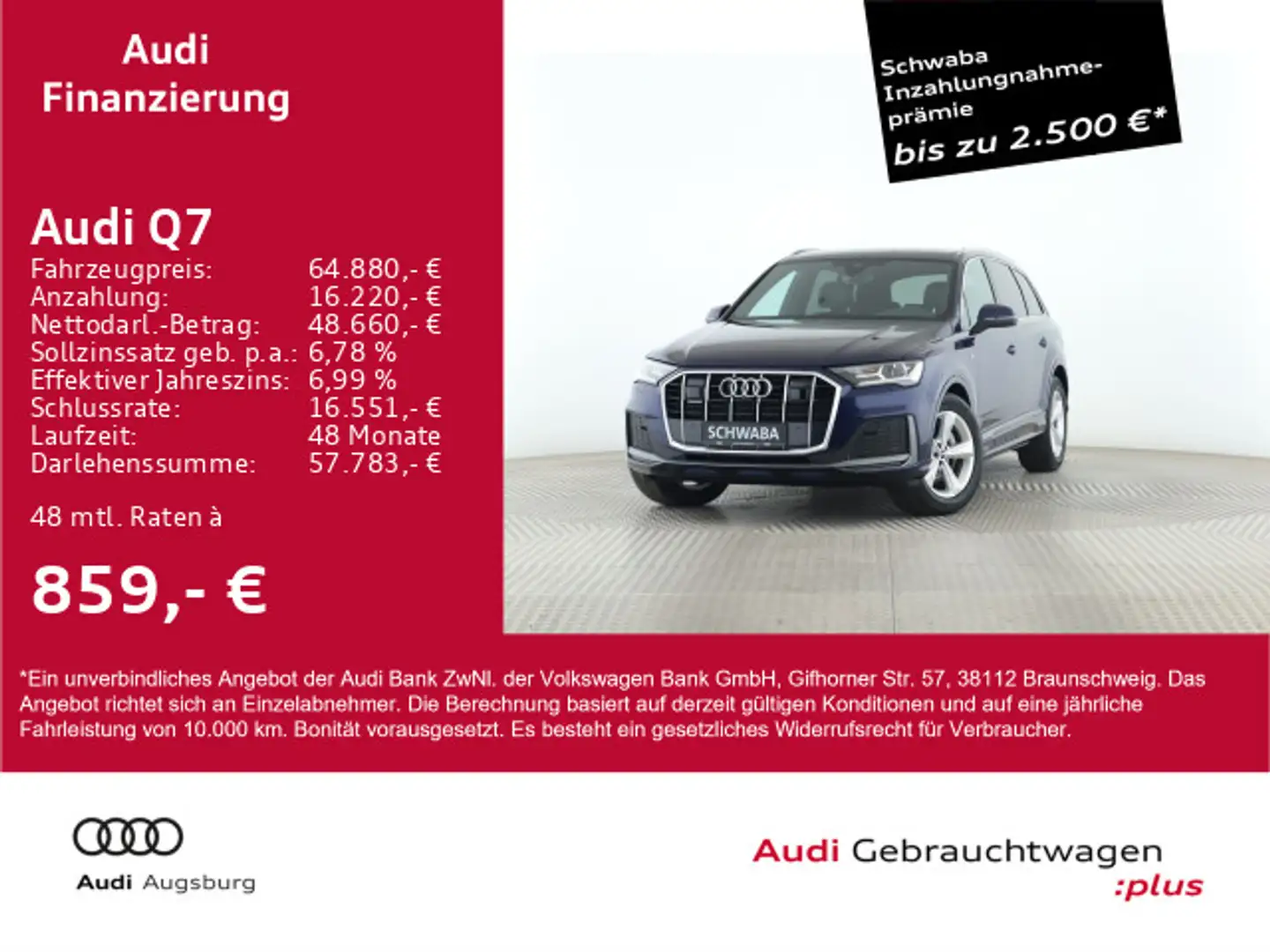 Audi Q7 S line 50 TDI qu. LED*VIRTUAL*AHK*ACC*8-fach Modrá - 1