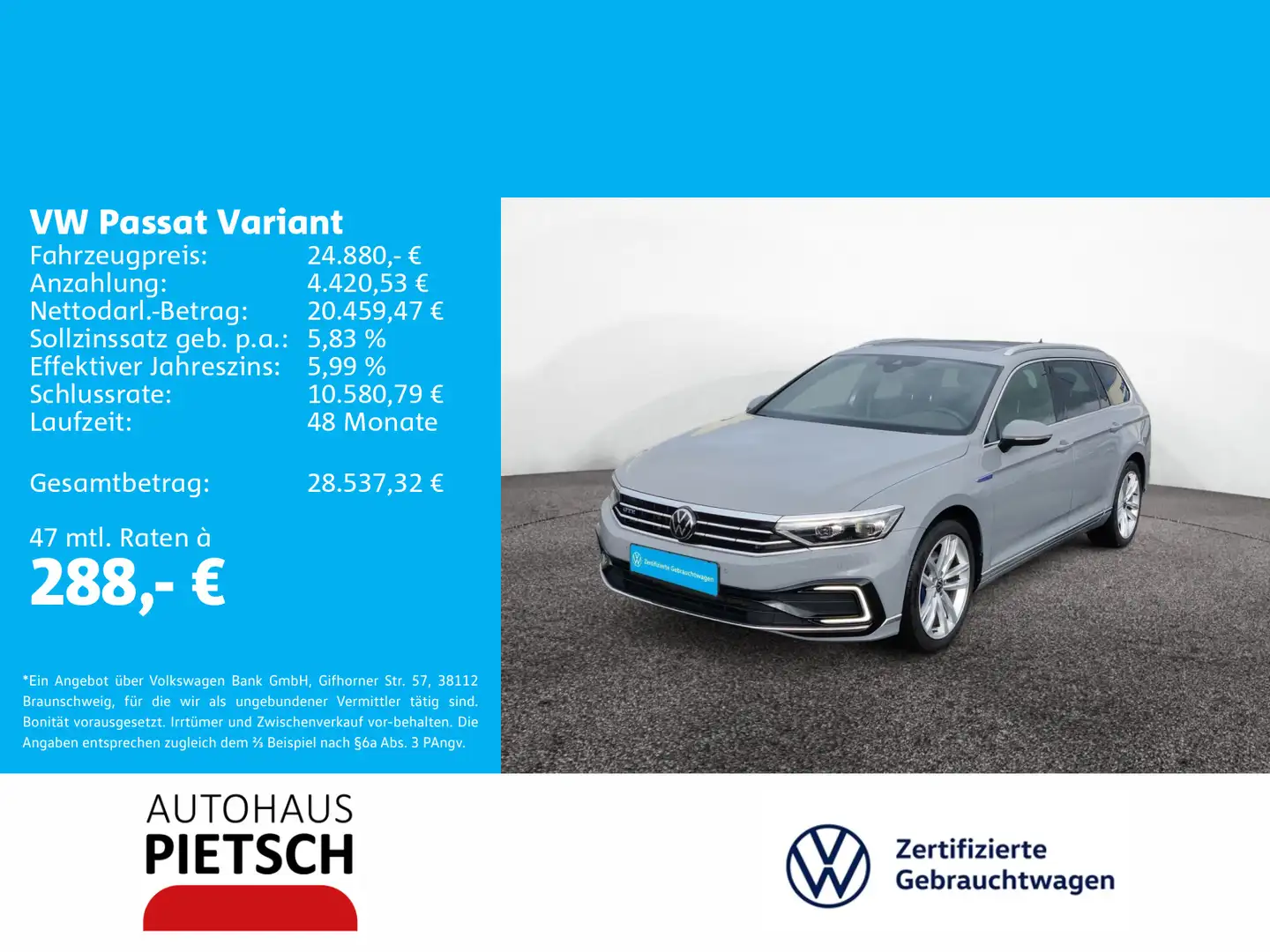 Volkswagen Passat Variant GTE 1.4 TSI eHybrid DSG Grau - 1