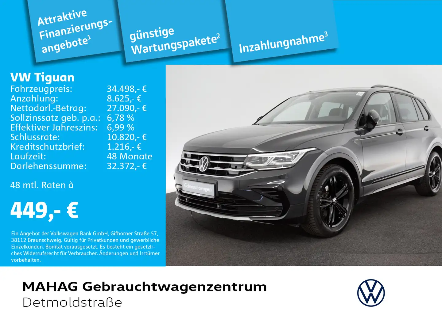 Volkswagen Tiguan 2.0 TDI 4Mot. UrbanSport AHK Navi MatrixL Gris - 1