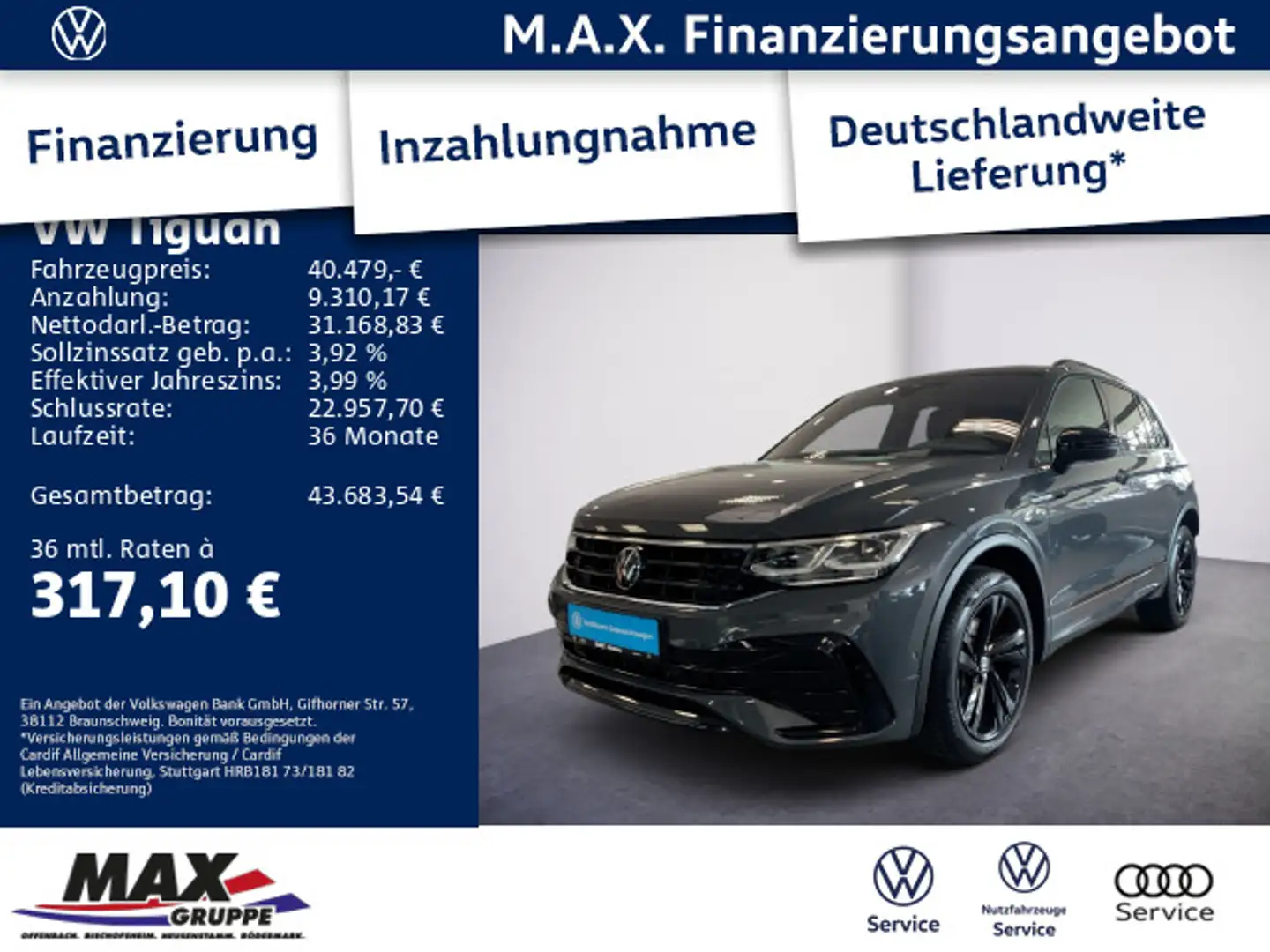 Volkswagen Tiguan 2.0 TDI DSG 4M R-LINE BLACKSTYLE MTX+PANO Gris - 1