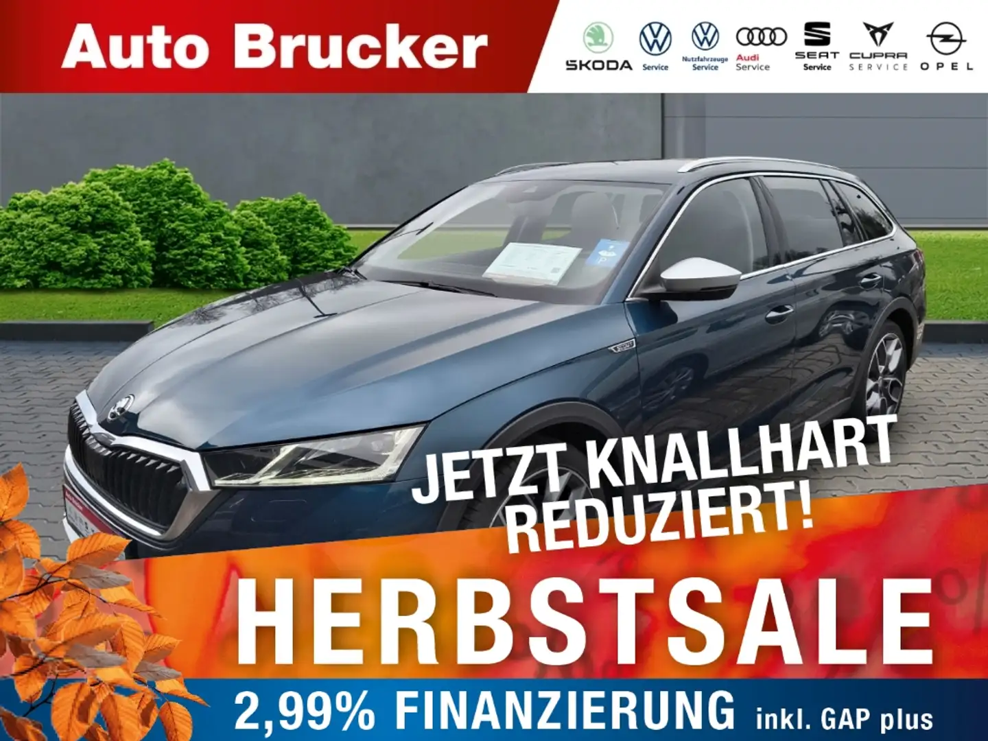 Skoda Octavia Combi Scout 4x4 2.0 TDI+Alufelgen+Navi+elektr.Sitz Blau - 1