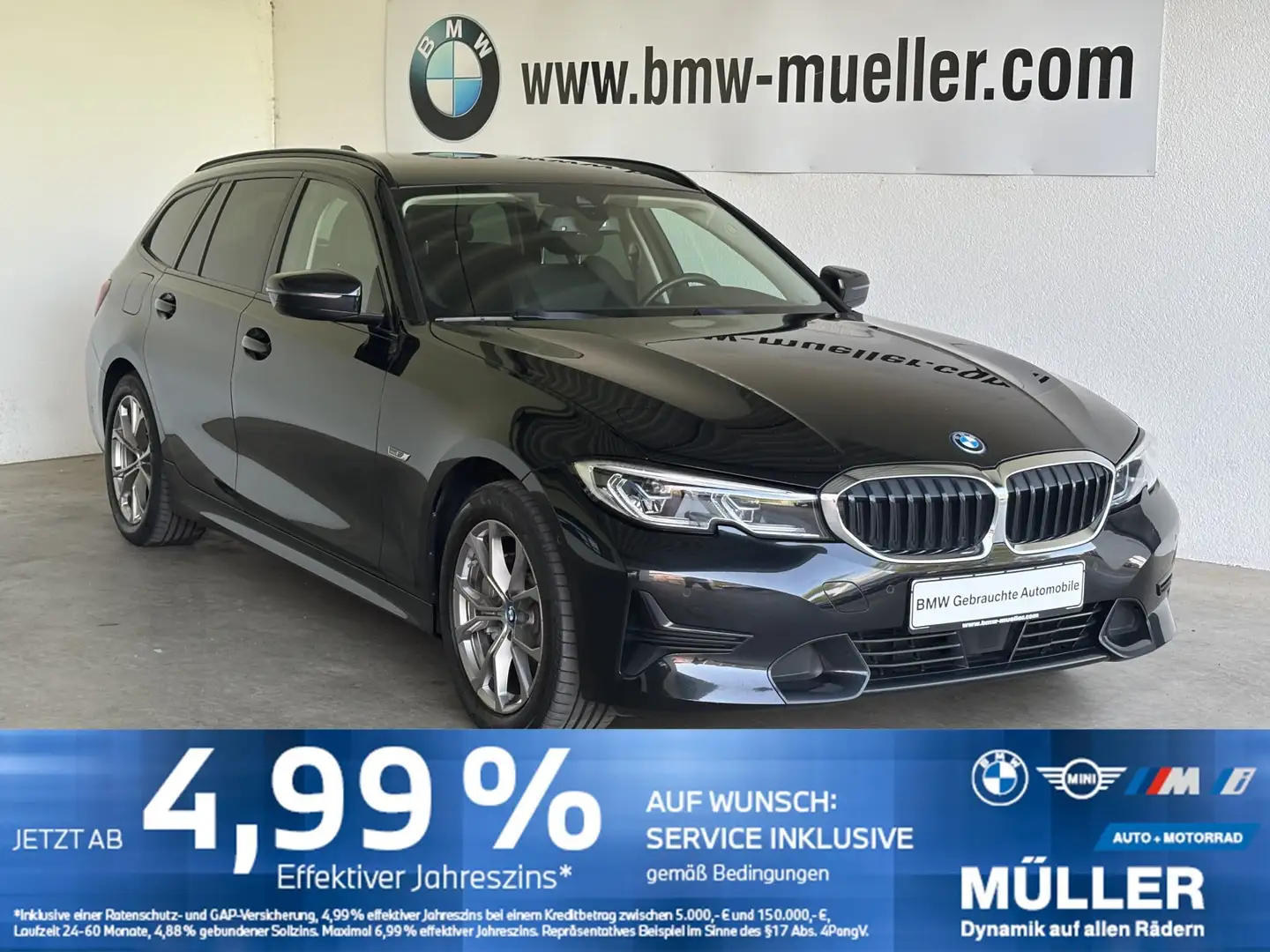 BMW 330 e xDrive Touring Sport Line AHK/LASER/HUD/ACC Noir - 1