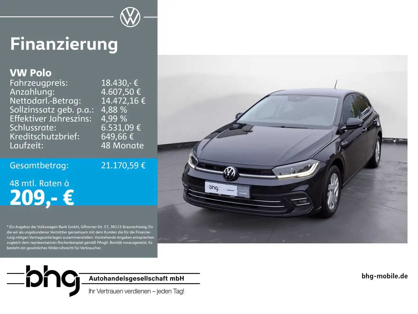Volkswagen Polo Style 1,0 TSI OPF DSG Schwarz - 1