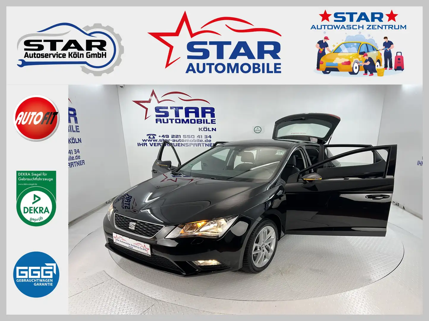 SEAT Leon Leon Style*1,2 -81 kW*Business-P.*NAVI*SH*SOUND SY Schwarz - 1