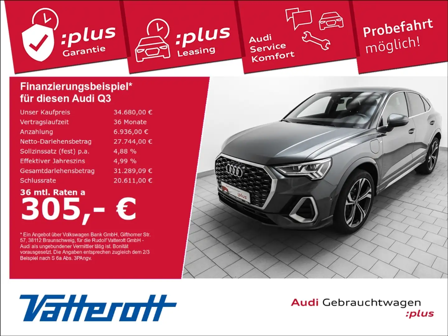 Audi Q3 Sportback 45 TFSI e S line AHK Matrix-LED Kamera Grau - 1