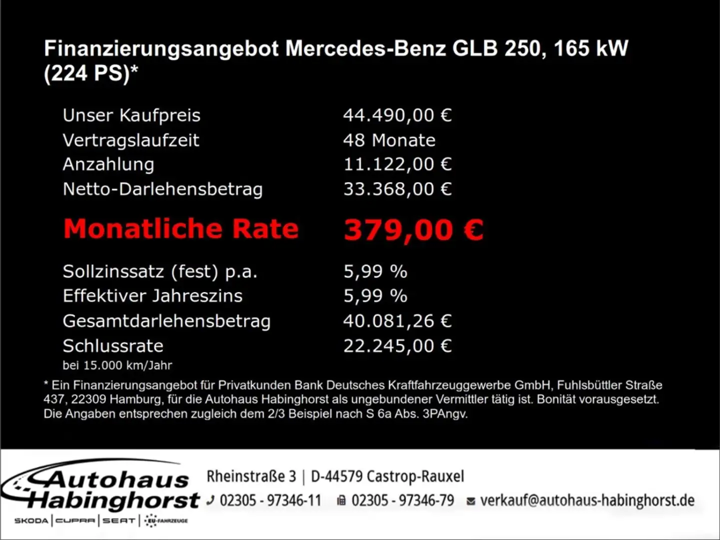 Mercedes-Benz GLB 250 4Matic DCT AMG Line LED Pano Navi PDC Klima Negru - 2