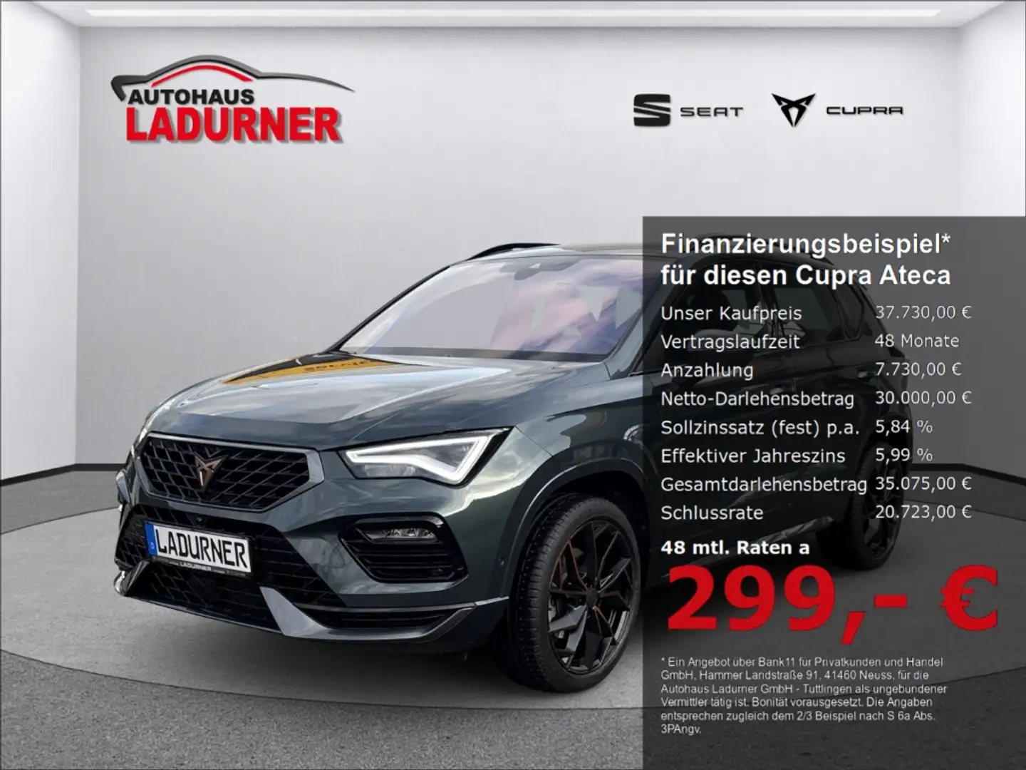 CUPRA Ateca 1.5 TSI DSG *PANO+AHK+NAVI+BEATS+KESSY+ACC* Vert - 1