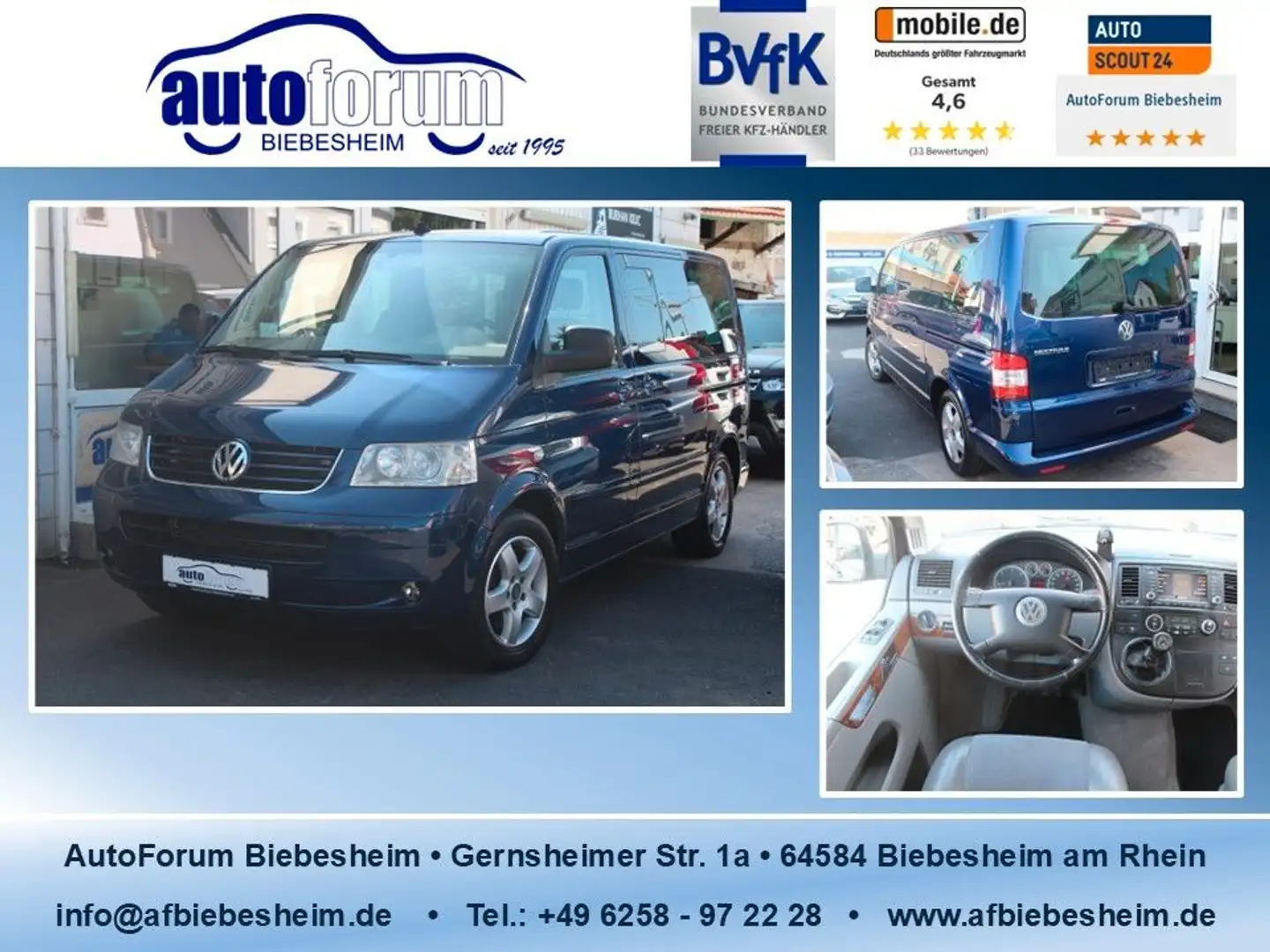 Volkswagen T5 Multivan 2.5 TDI Alcantara*Navigation*AHK Blauw - 1