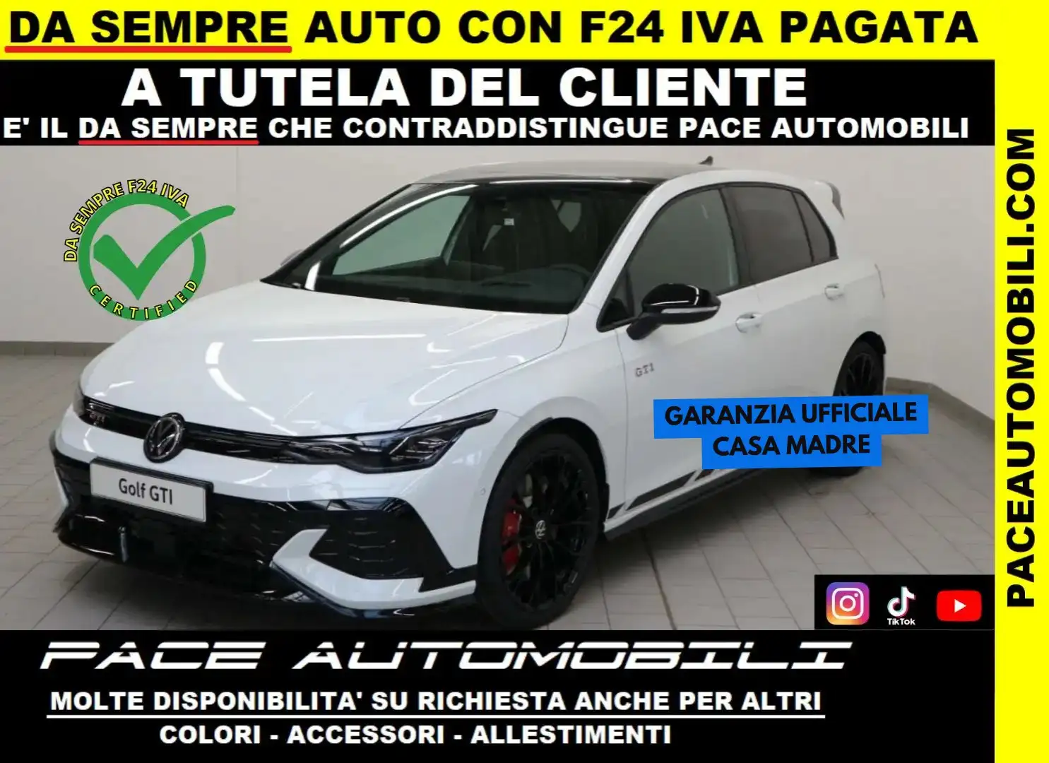 Volkswagen Golf GTI TSI DSG GTI CLUBSPORT ACC LED TETTO BLACK PACK PDC Bianco - 1