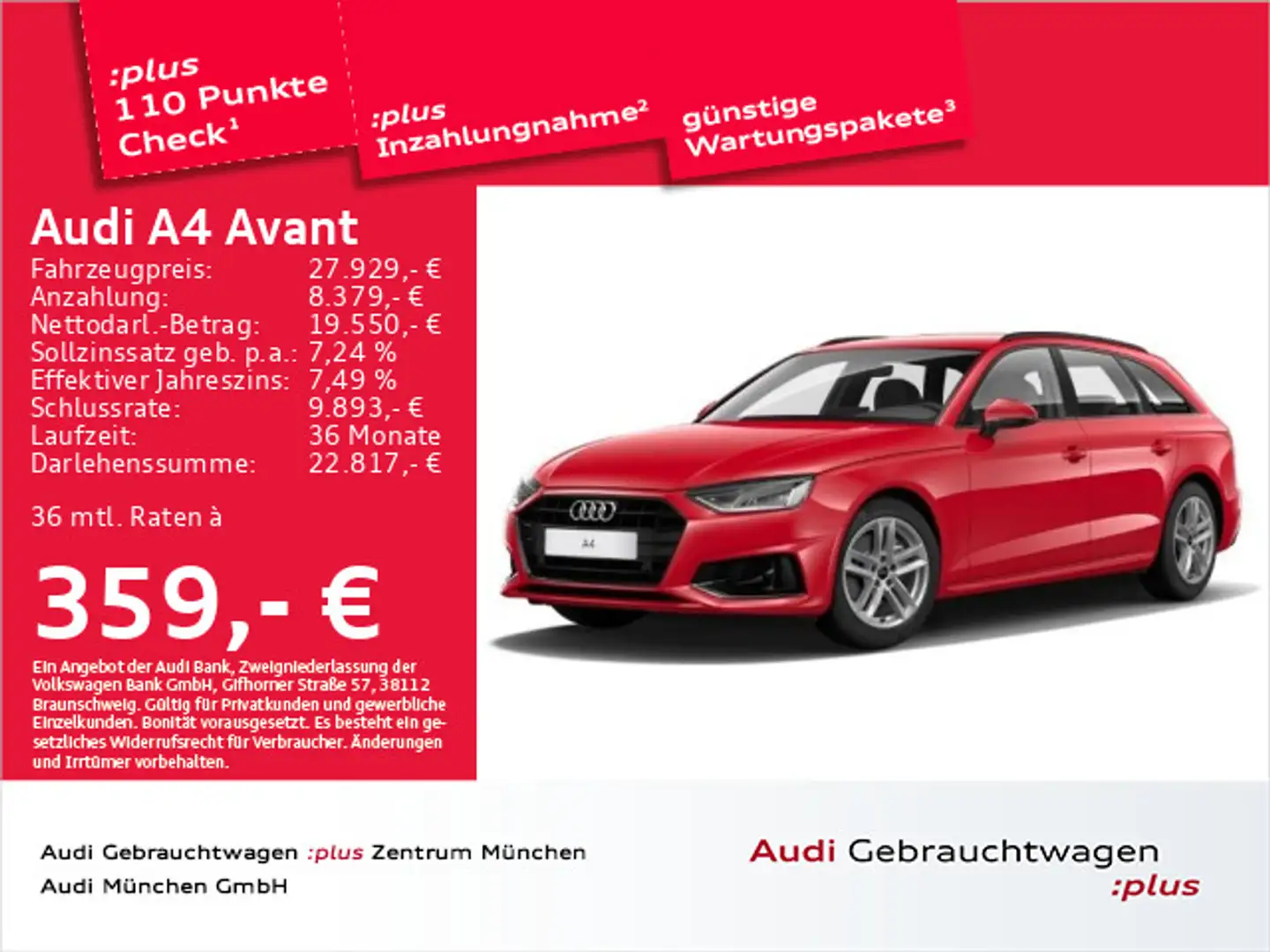 Audi A4 35 TDI S tronic advanced Leder/Navi+/AC Rot - 1