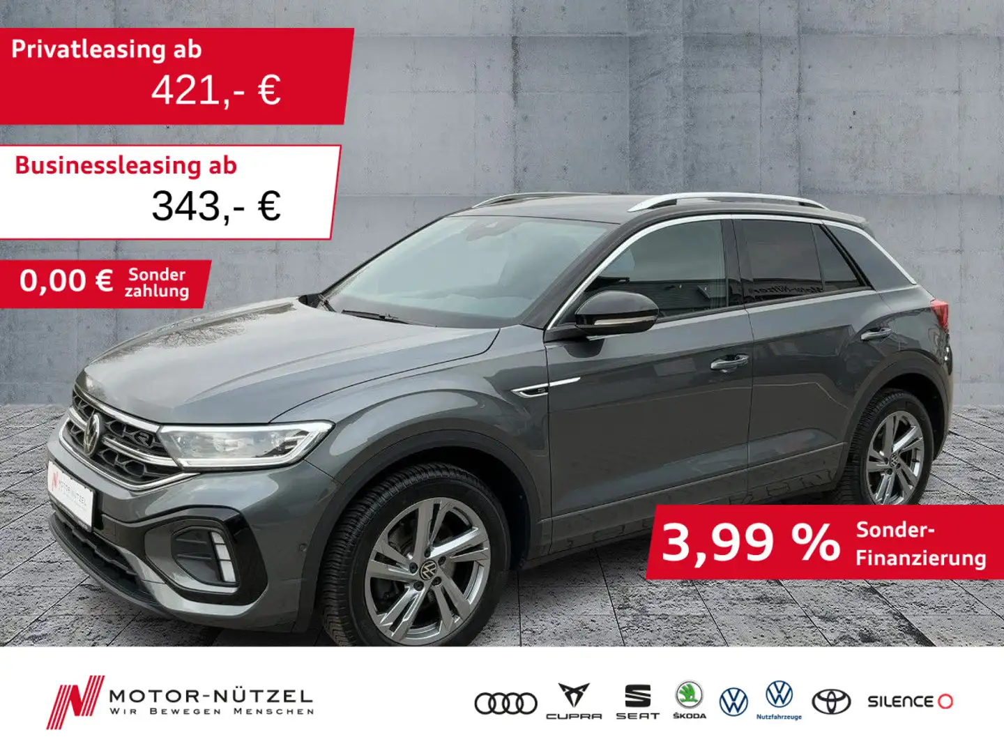 Volkswagen T-Roc 2.0 TDI DSG R-LINE 5JG+LEDplus+NAV+AHK+ACC Grau - 1