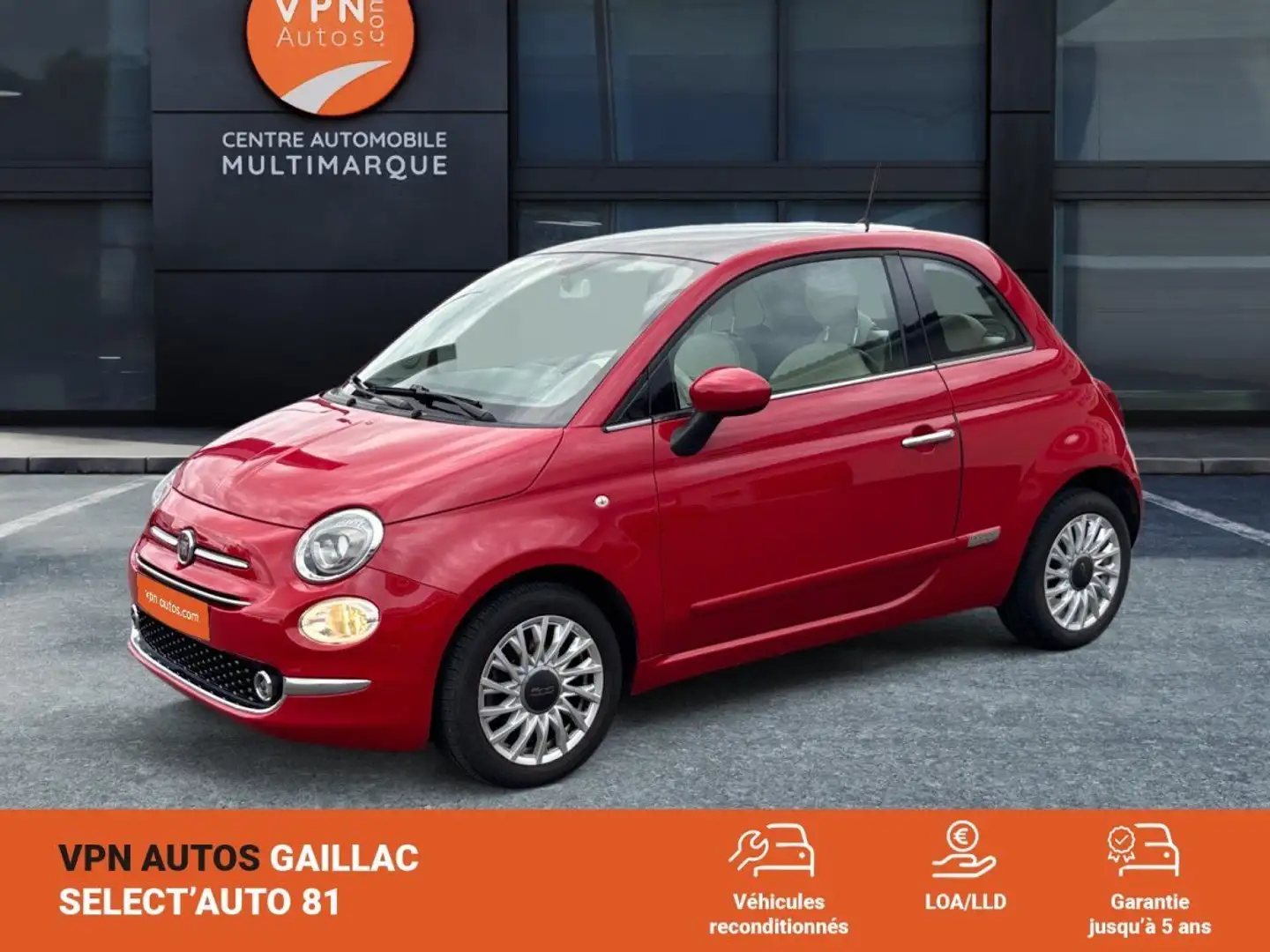 Fiat 500 SERIE 6 1.2 69 ch Lounge Rouge - 1