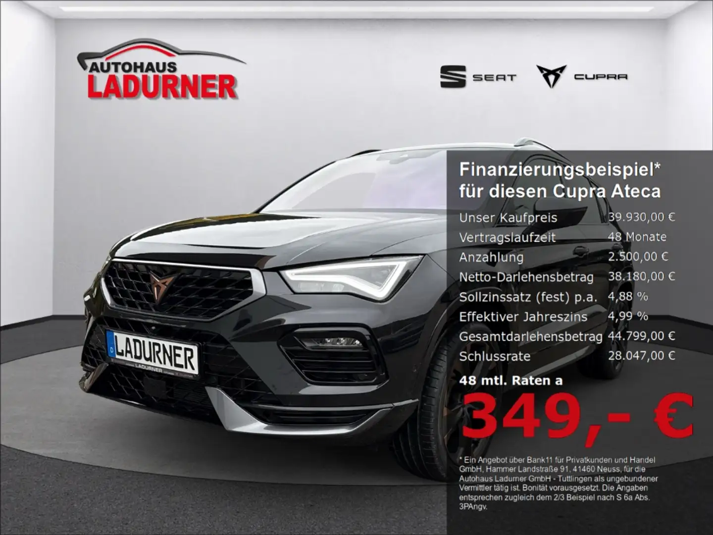 CUPRA Ateca 2.0 TSI DSG 4Drive *AHK+PANO+BEATS+NAVI* Schwarz - 1