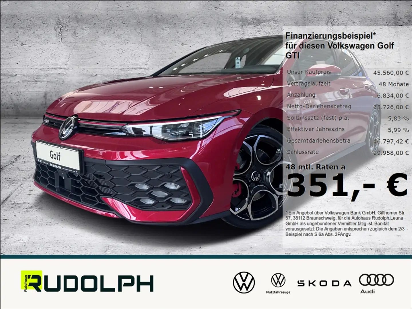 Volkswagen Golf GTI VIII 2.0 TSI 7-Gang-DSG LED HUD Navi 360 Kamera SH Rot - 1