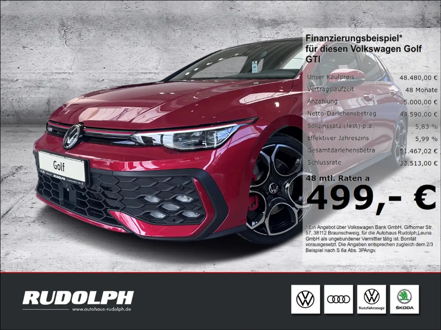 Volkswagen Golf GTI VIII 2.0 TSI 7-Gang-DSG LED HUD Navi 360 Kamera SH Rot - 1