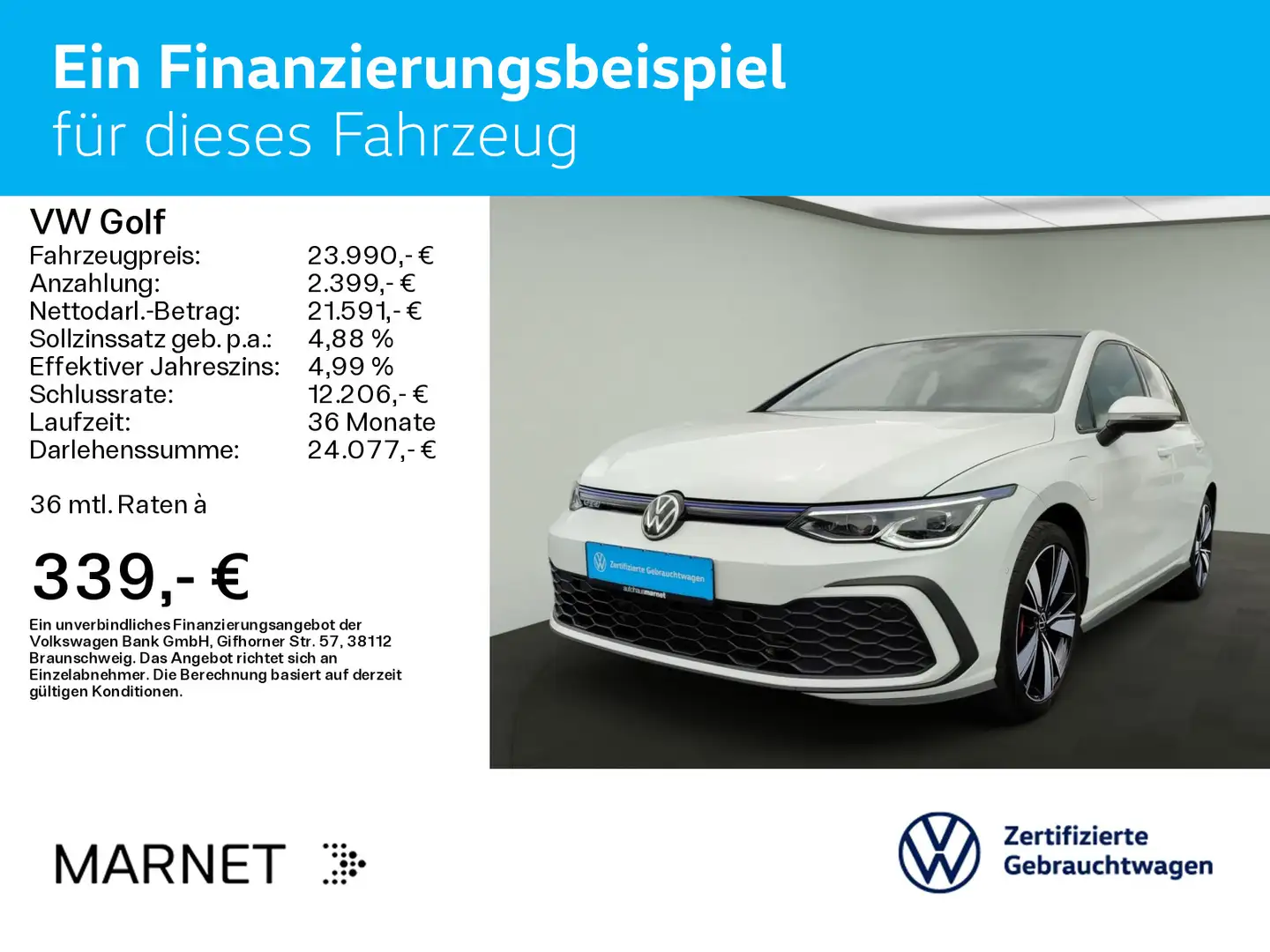 Volkswagen Golf GTE VIII 1.4 eTSI GTE *Navi*Pano*IQ.Light*Kamer Weiß - 2