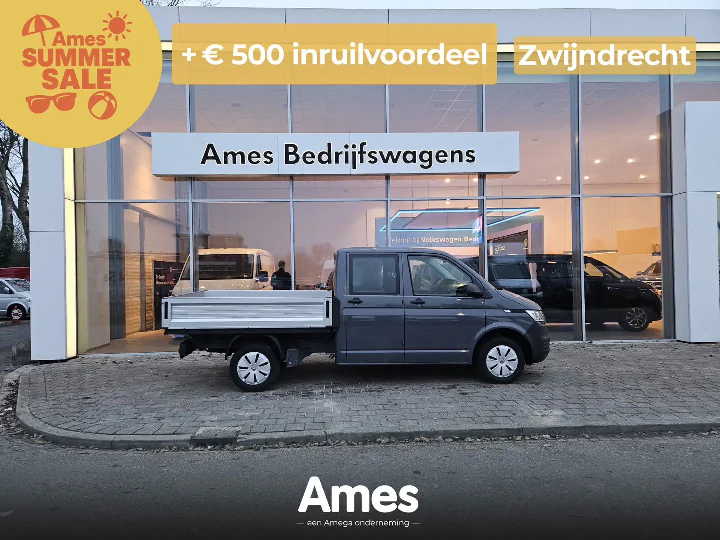 Volkswagen Transporter 2.0 TDI L2H1 DC 110PK hand pick up | Radio | 6 zit Grey - 1