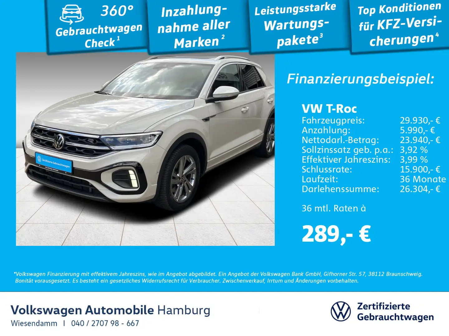 Volkswagen T-Roc R-Line 2.0 TDI DSG PANO/KAMERA/NAVI/LED Grau - 1