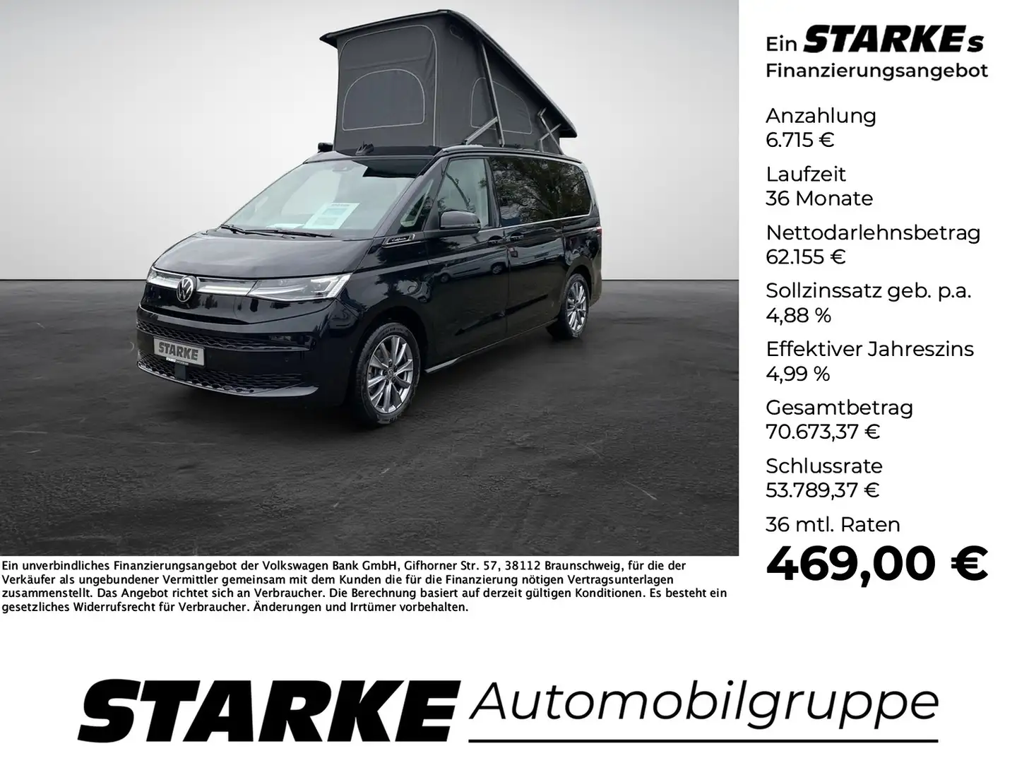 Volkswagen T7 California 2.0 TDI DSG Ocean Camper Zwart - 1