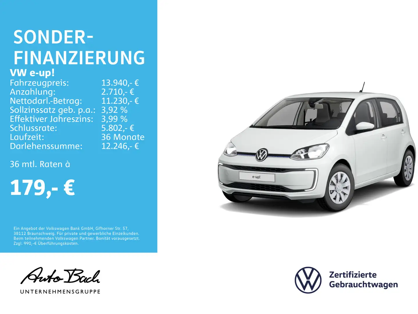 Volkswagen e-up! Automatik, Rückfahrkamera, Klima, Sitzheiz Bianco - 1