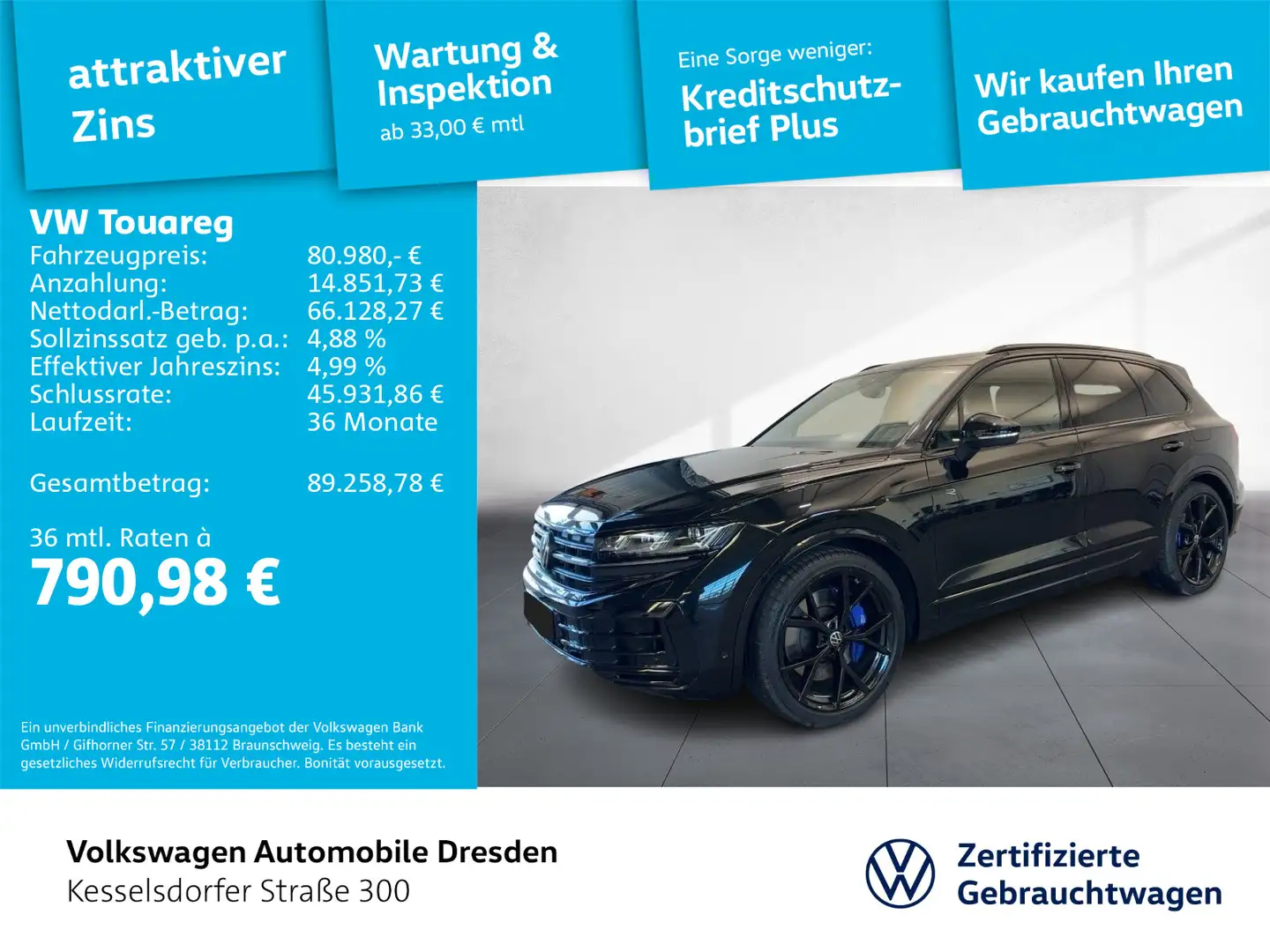 Volkswagen Touareg R 3.0 V6 eHybrid DSG 4M AHZV Kamera LED Schwarz - 1