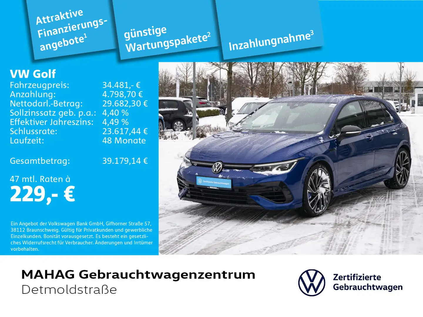 Volkswagen Golf VIII R 2.0 TSI 4MOT LED+ DigCockpit ParkPil Blau - 1