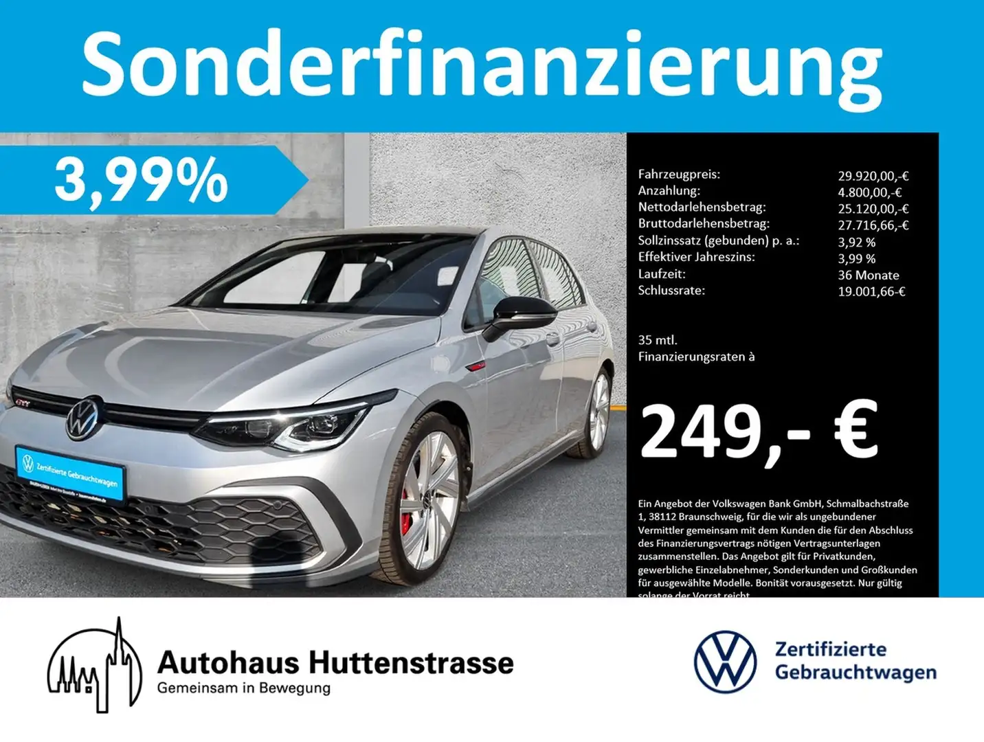 Volkswagen Golf VIII GTI DSG LEDER STANDHZG PANO AHK 19" Silber - 1