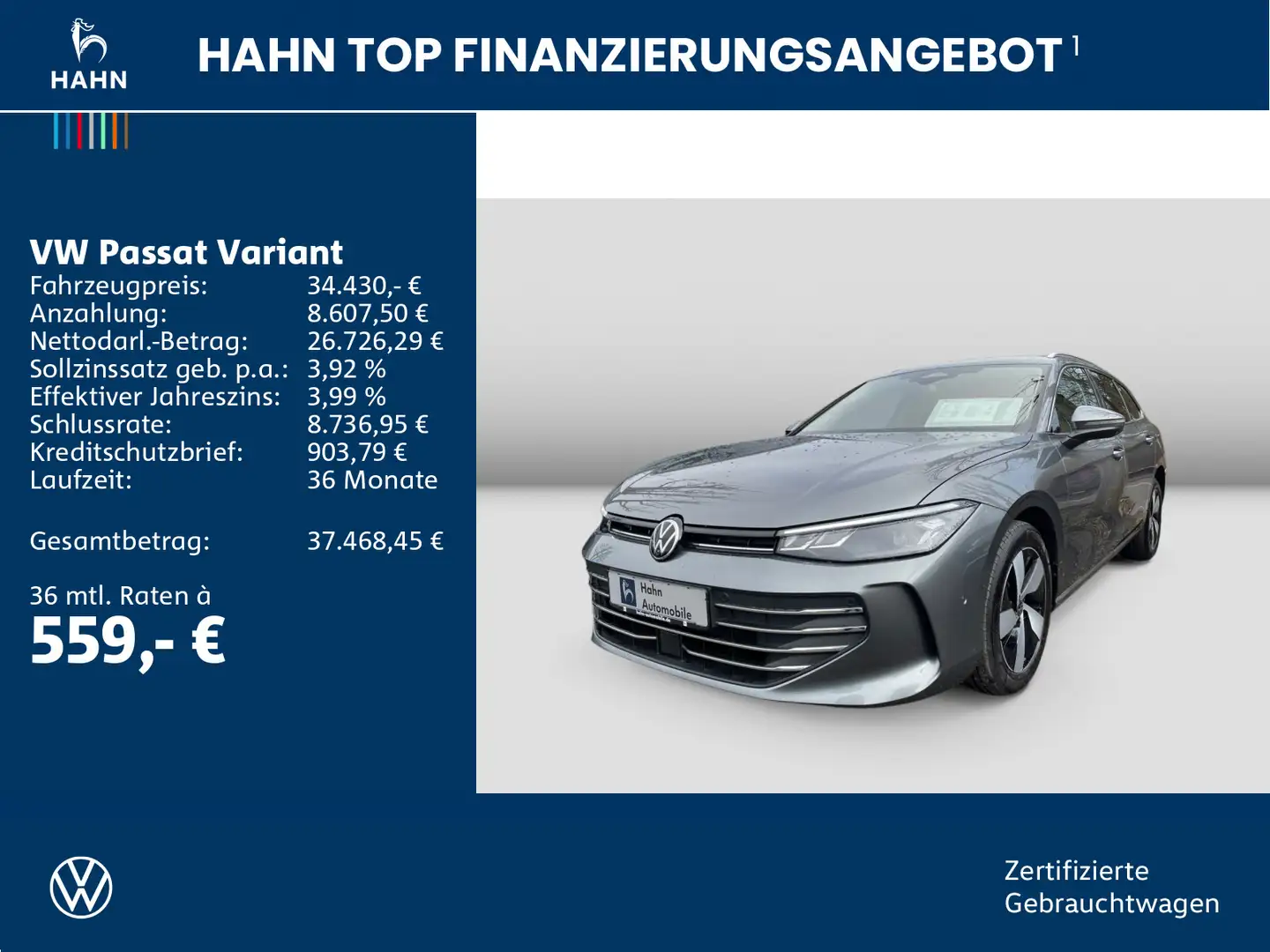 Volkswagen Passat Variant 1.5eTSI DSG Business Standh 360° Gris - 2