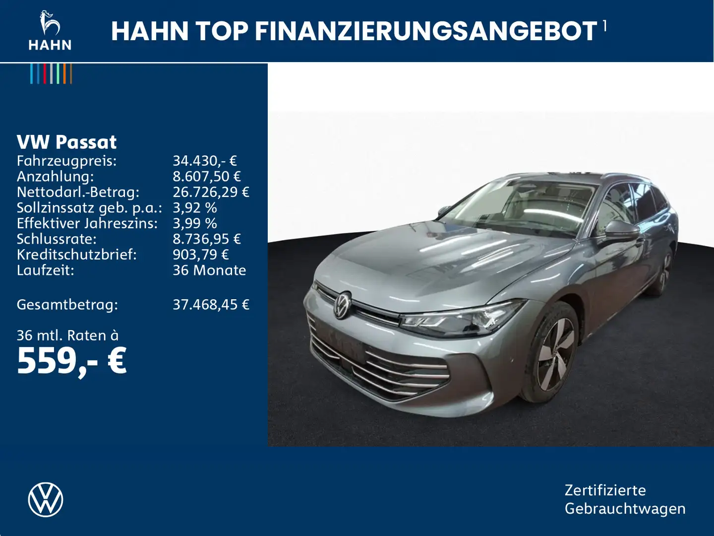 Volkswagen Passat Variant 1.5eTSI DSG Business Standh 360° Grau - 2