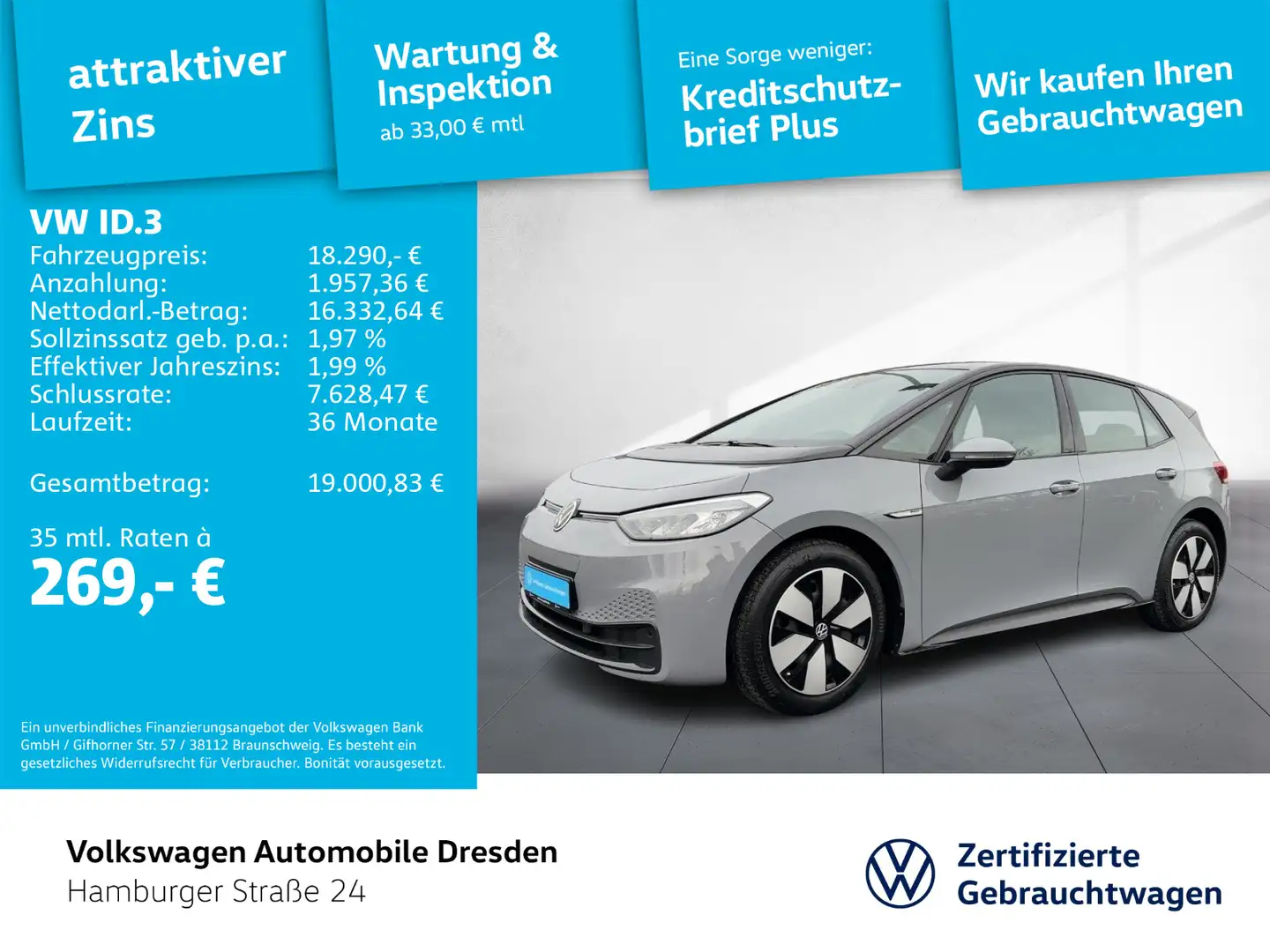 Volkswagen ID.3 Pro LED PDC LANE APP-CONNECT Grau - 1
