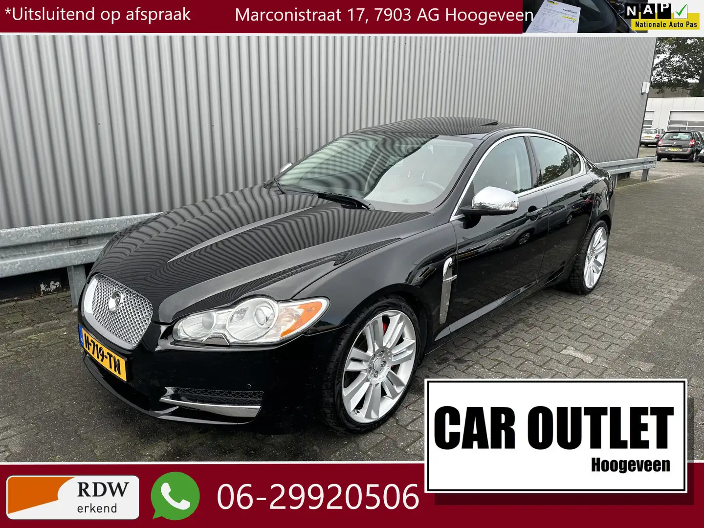 Jaguar XF 4.2 V8 SV8 Supercharged Leer, Navi, Clima, CC, PDC Zwart - 1