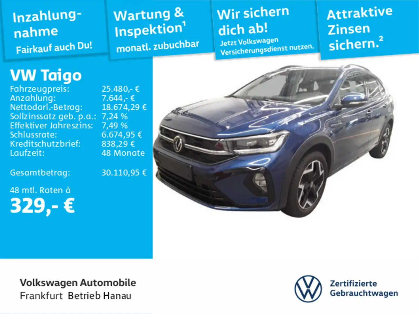 Volkswagen Taigo 1.0 TSI R-Line Navi AHK IQ.LIGHT - LED-Mat Blau - 1