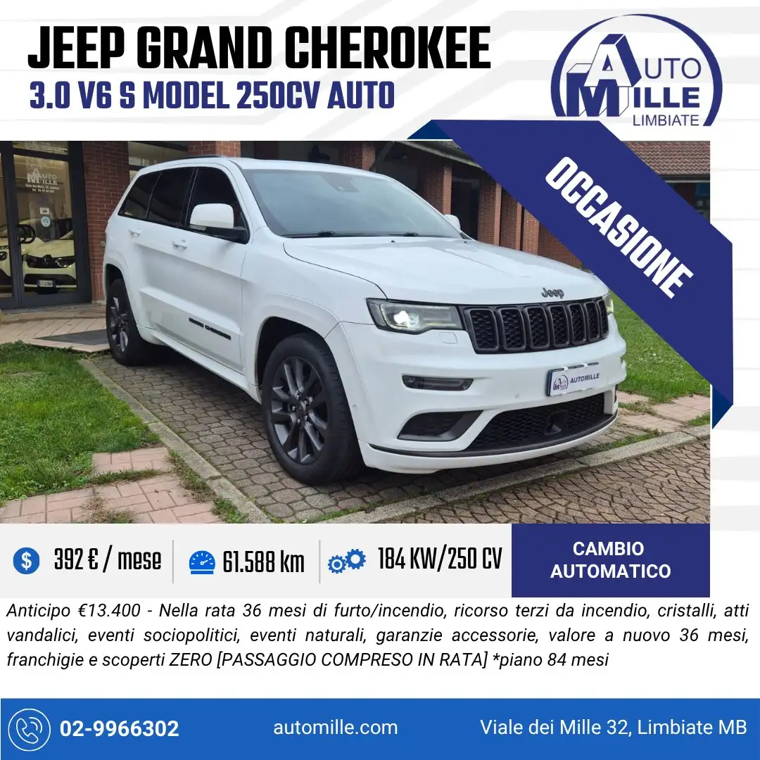 Jeep Grand Cherokee 3.0 V6 S Model 250cv auto Blanc - 1