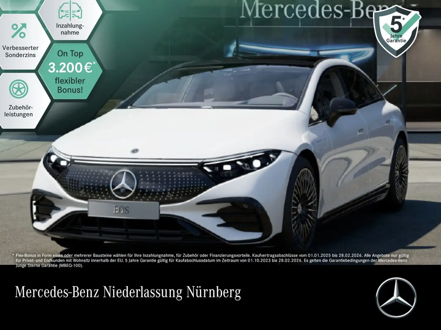 Mercedes-Benz EQS 580 4Matic AMG Fahrass Fondent Pano Burmester Blanc - 1